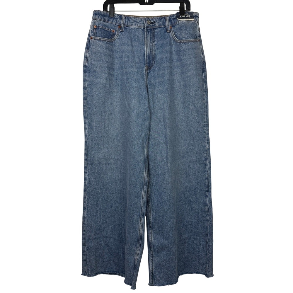 NEW Abercrombie & Fitch WIDE LEG Jeans Womens 31 Blue High Rise Curve Love Raw